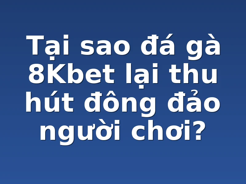 Tại sao đá gà 8Kbet lại thu hút đông đảo người chơi?